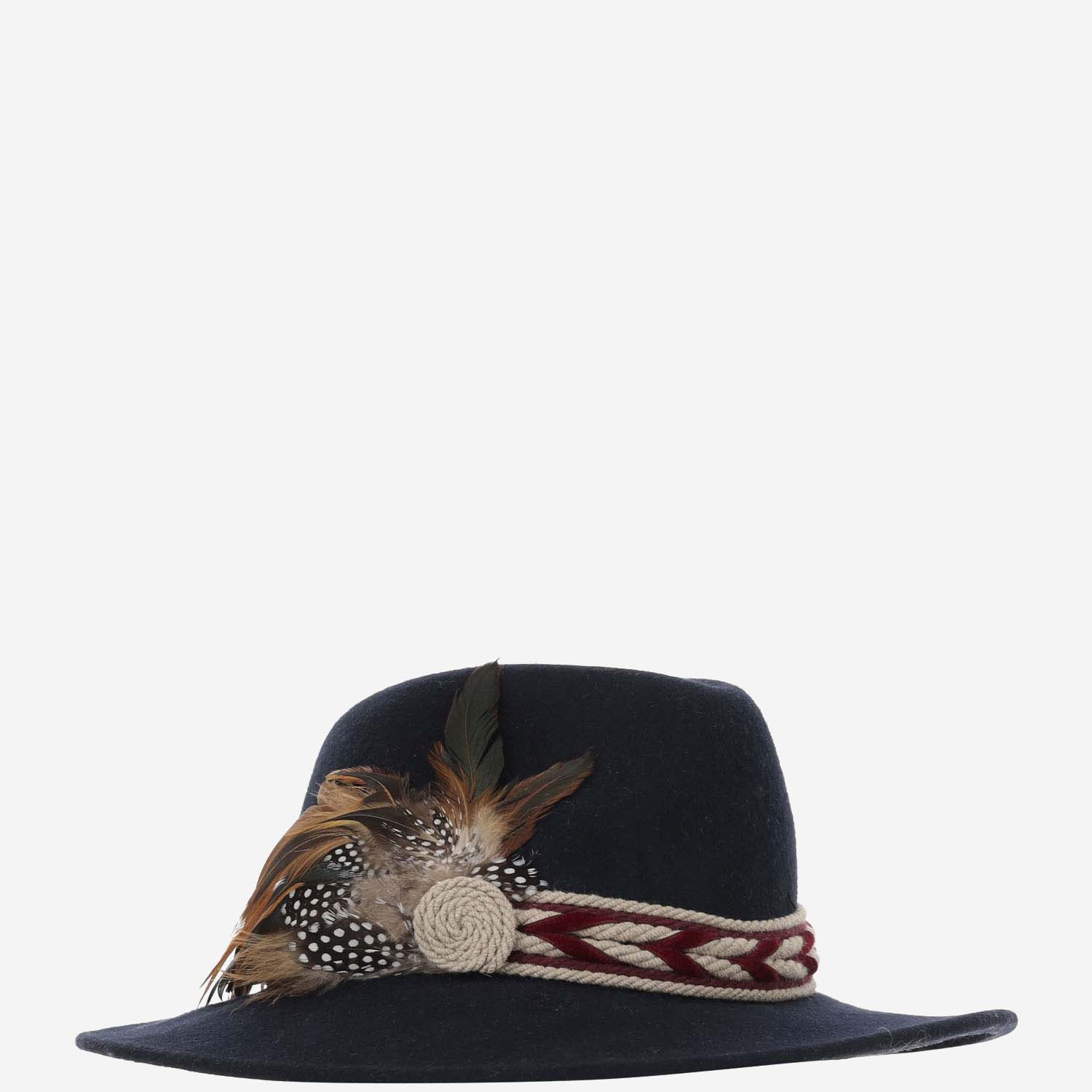 [ALEXIA ALVAREZ DE TOLEDO] Hat FW24 BLUEMARINEFEDORAHATWITHLITTLEFEATHERSNRBLUE