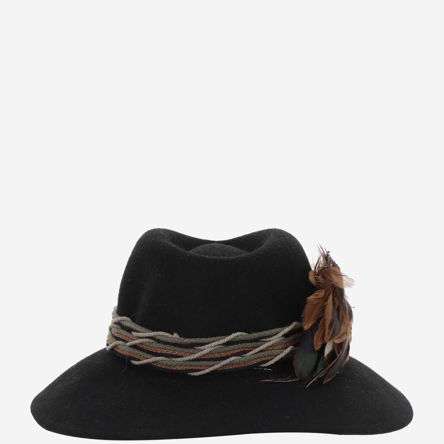 [ALEXIA ALVAREZ DE TOLEDO] Hat FW24 BACKXLHATWITHFEATHERSNRBLACK