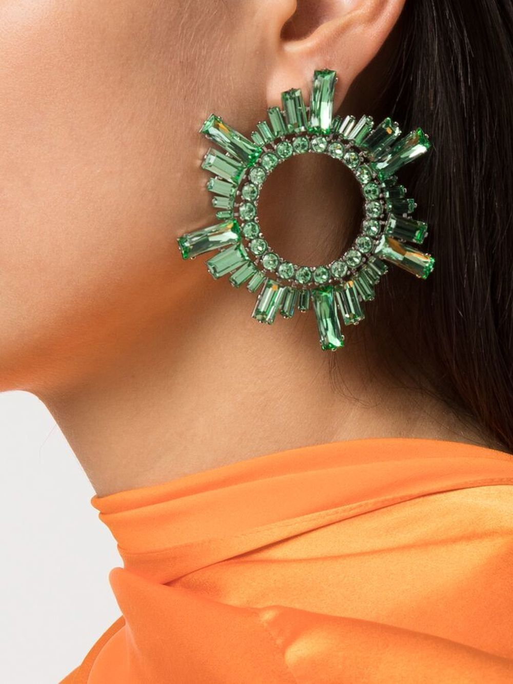 [Amina Muaddi] Earring SS22 BEGUMEARRINGSCRYSTALCHRYSOLITE&SILVER