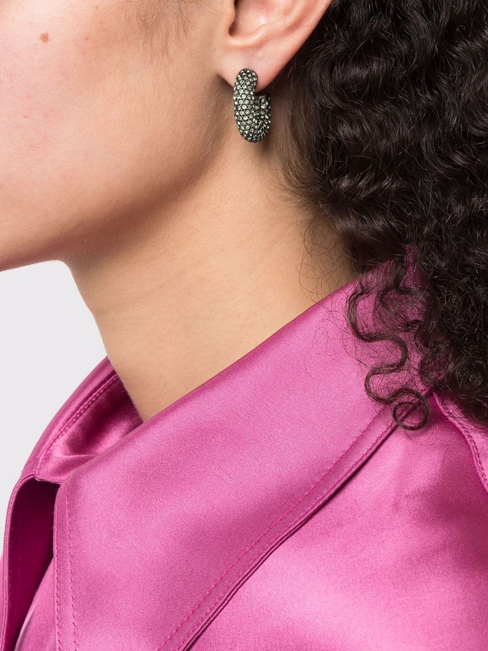 [Amina Muaddi] Earring FW21 CAMERONHOOPSMALLCHRISOLITE&SILVER