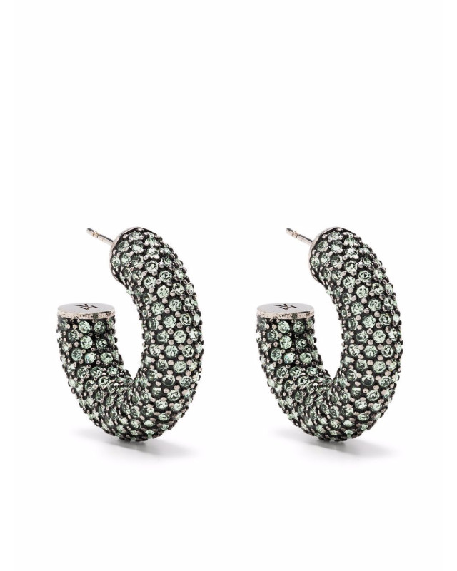 [Amina Muaddi] Earring FW21 CAMERONHOOPSMALLCHRISOLITE&SILVER