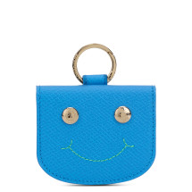 Leather card holder with metal ring