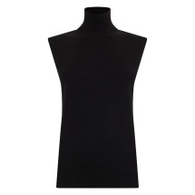 Sweater without sleeves with high collar