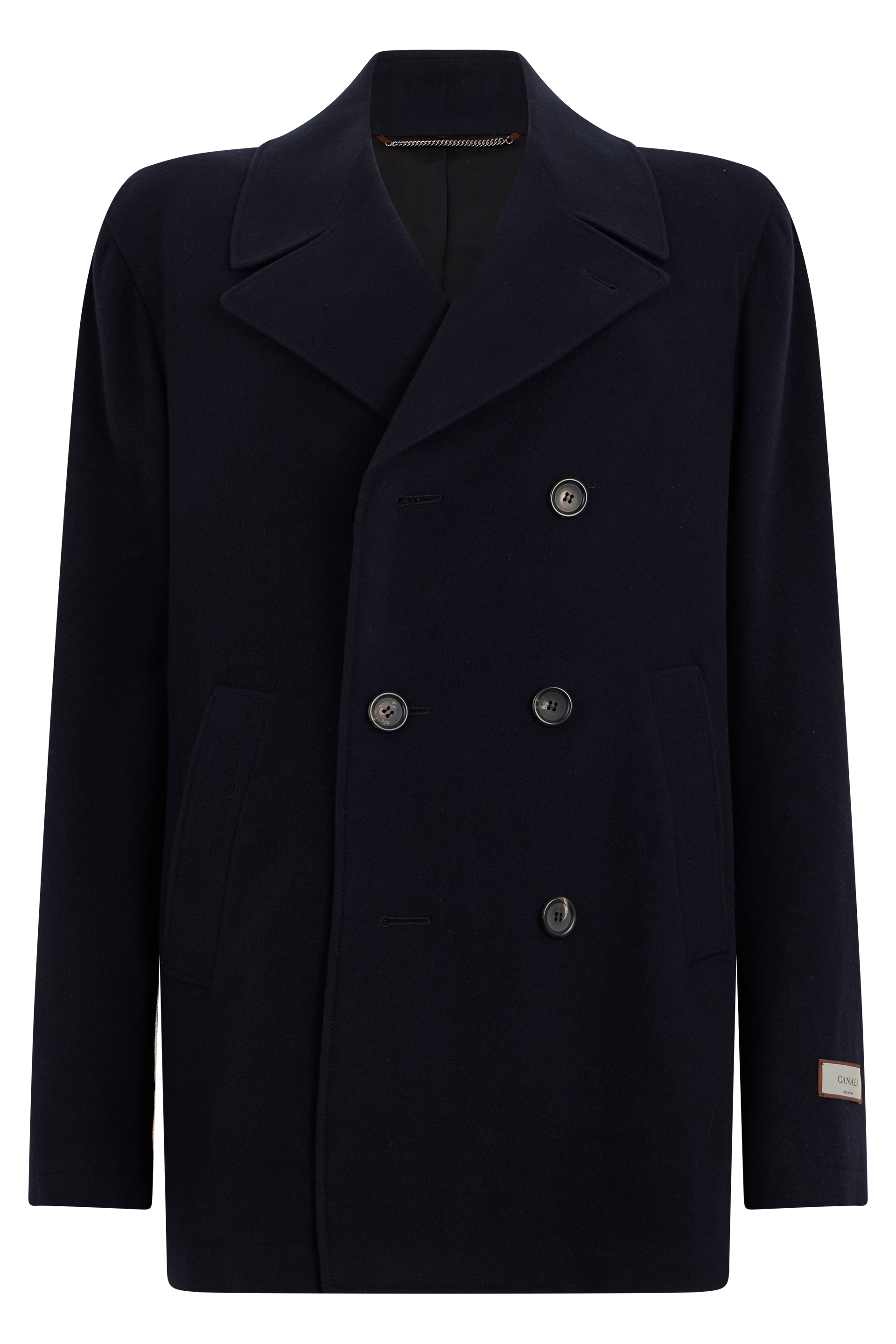 Coat with double-breasted closure