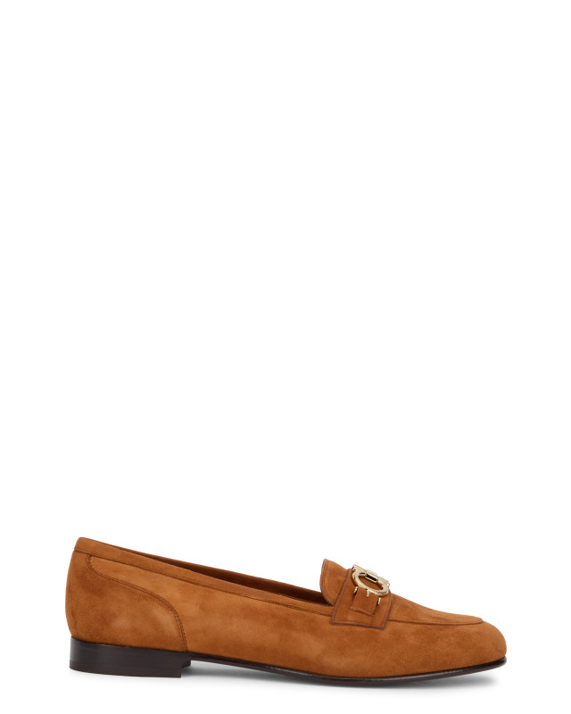 Moccasin decoration Gancini in suede leather