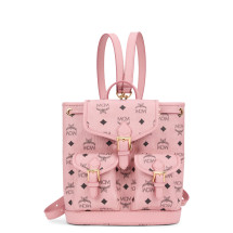 Synthetic leather backpack with monogram pattern
