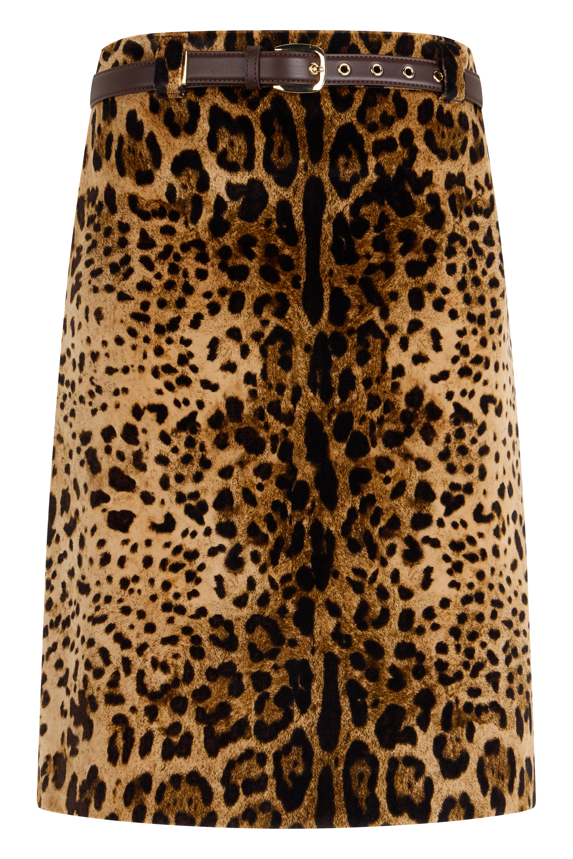 Leopard print skirt with belt