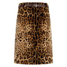 Leopard print skirt with belt