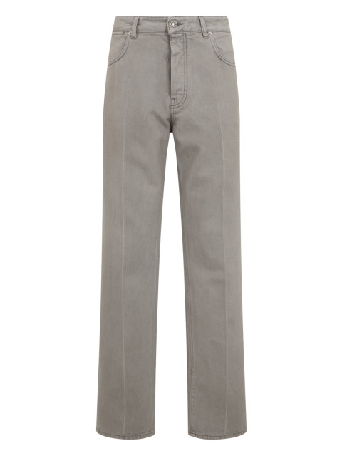 Straight wool trousers with high waist
