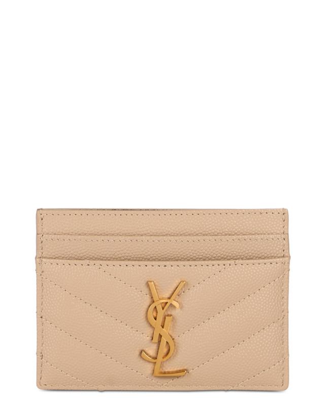 Matelassé leather card holder with logo