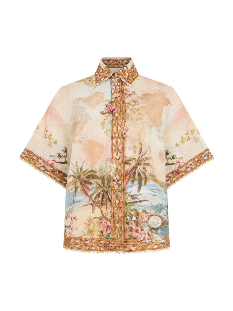 Printed linen shirt