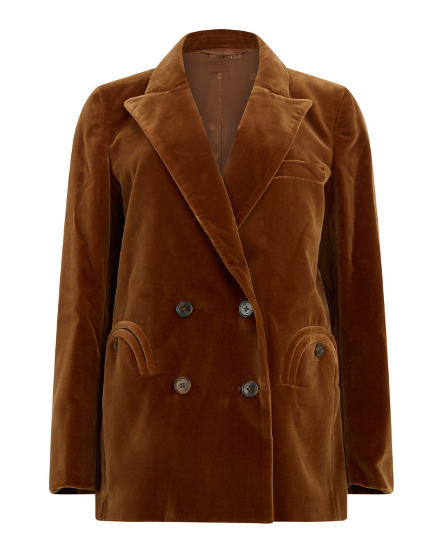 Velvet double-breasted blazer