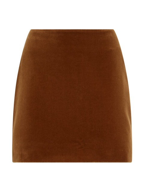 High-waisted velvet mini skirt
