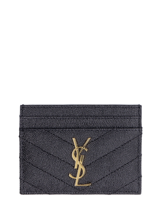 Logo detail leather card holder