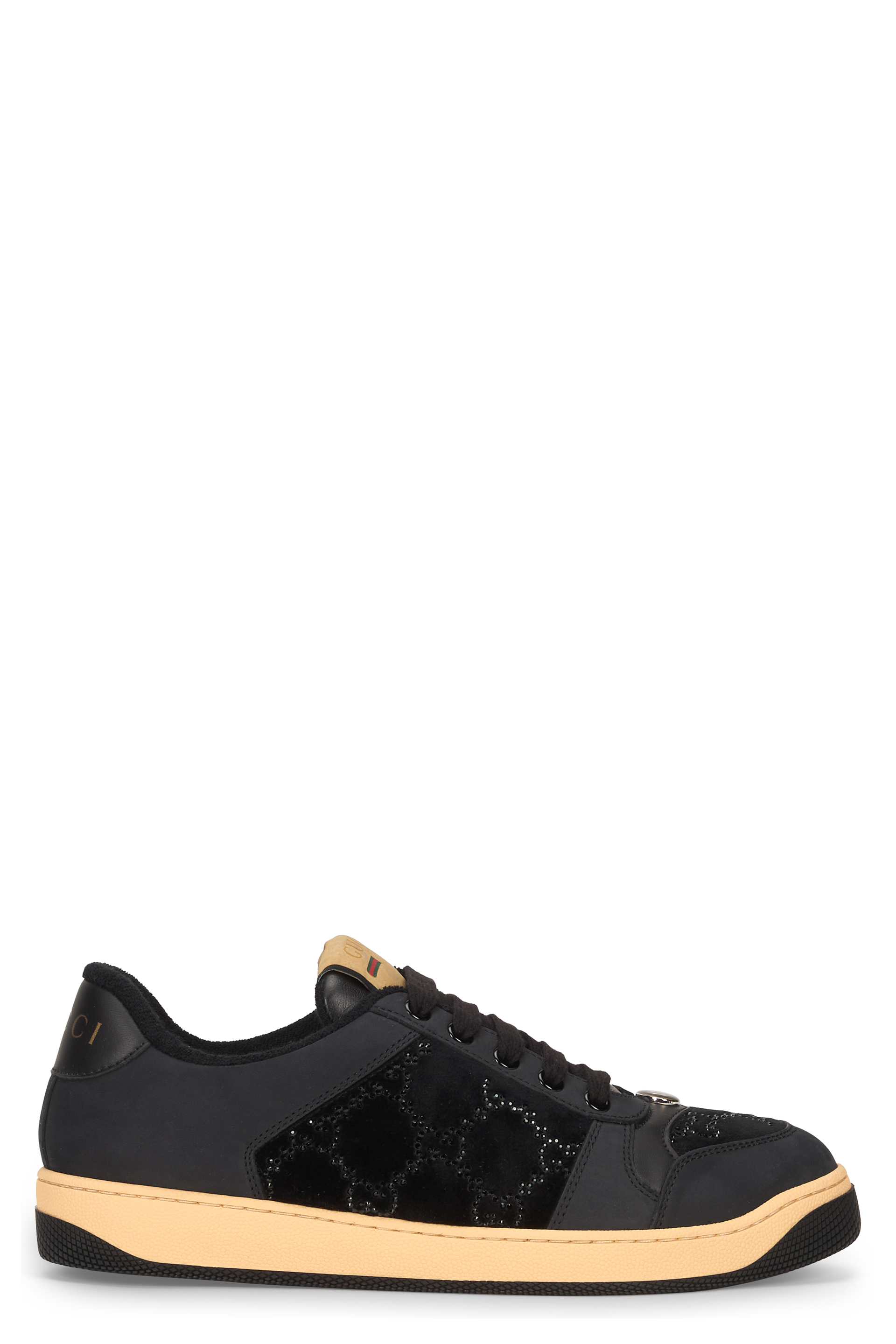 Sneakers Screener in leather and velvet monogram of rhinestones