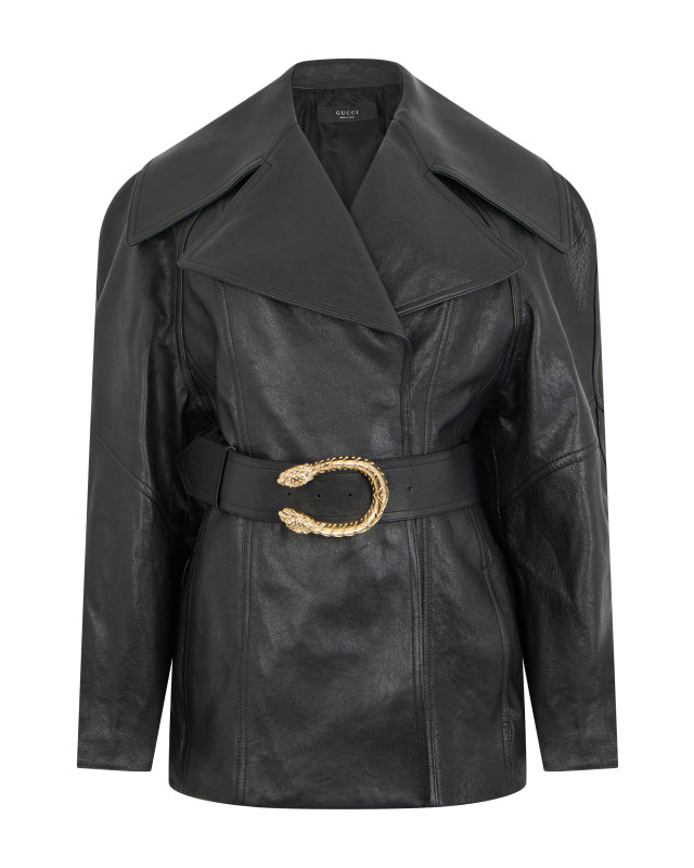 Knotted leather jacket
