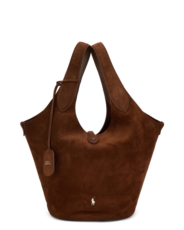 Suede leather tote bag