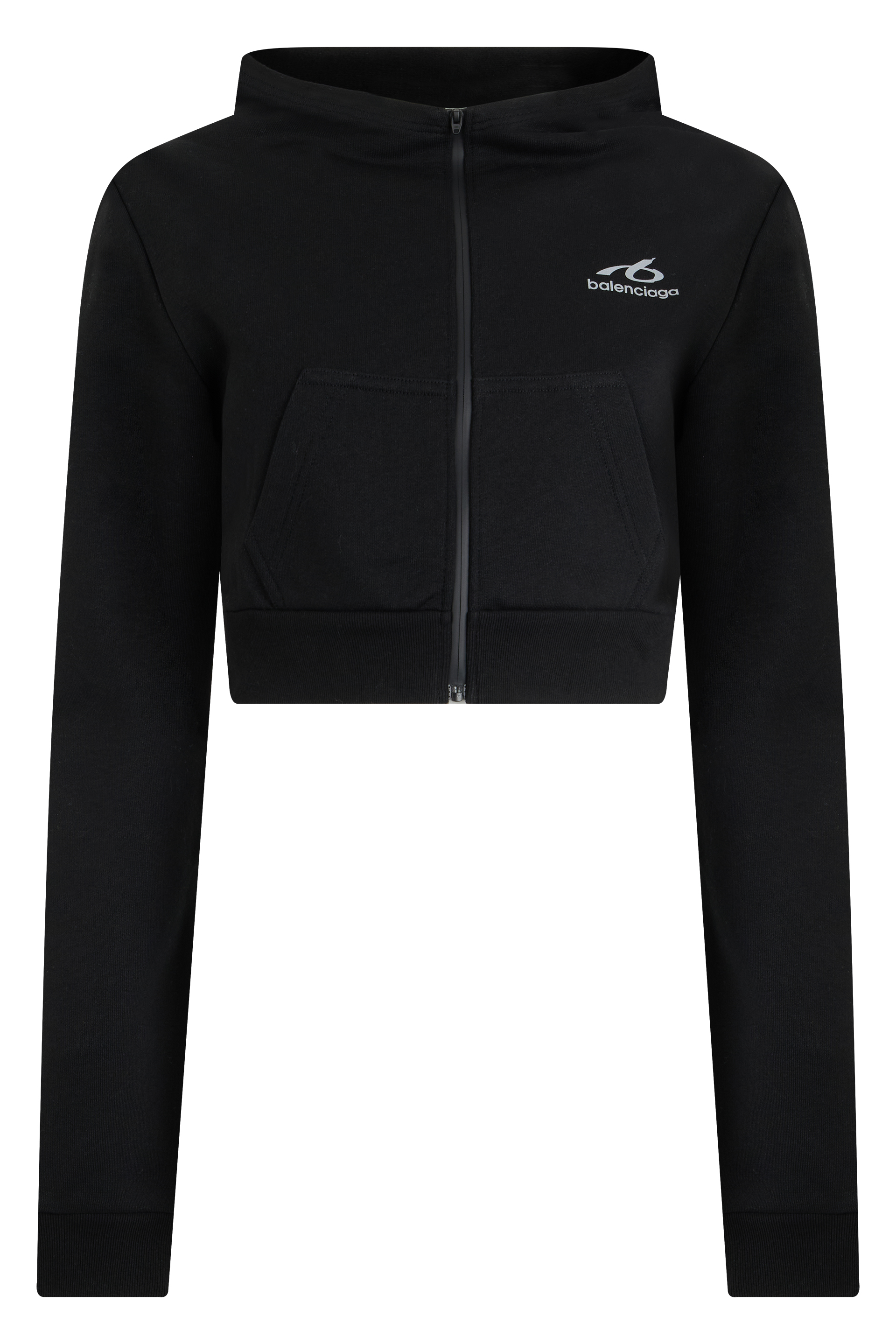 Cropped hoodie with zip and hood