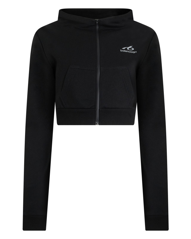 Cropped hoodie with zip and hood