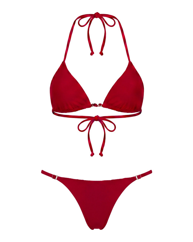 Red two-piece swimsuit elegant