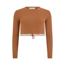 Cropped sweater in wool and cashmere