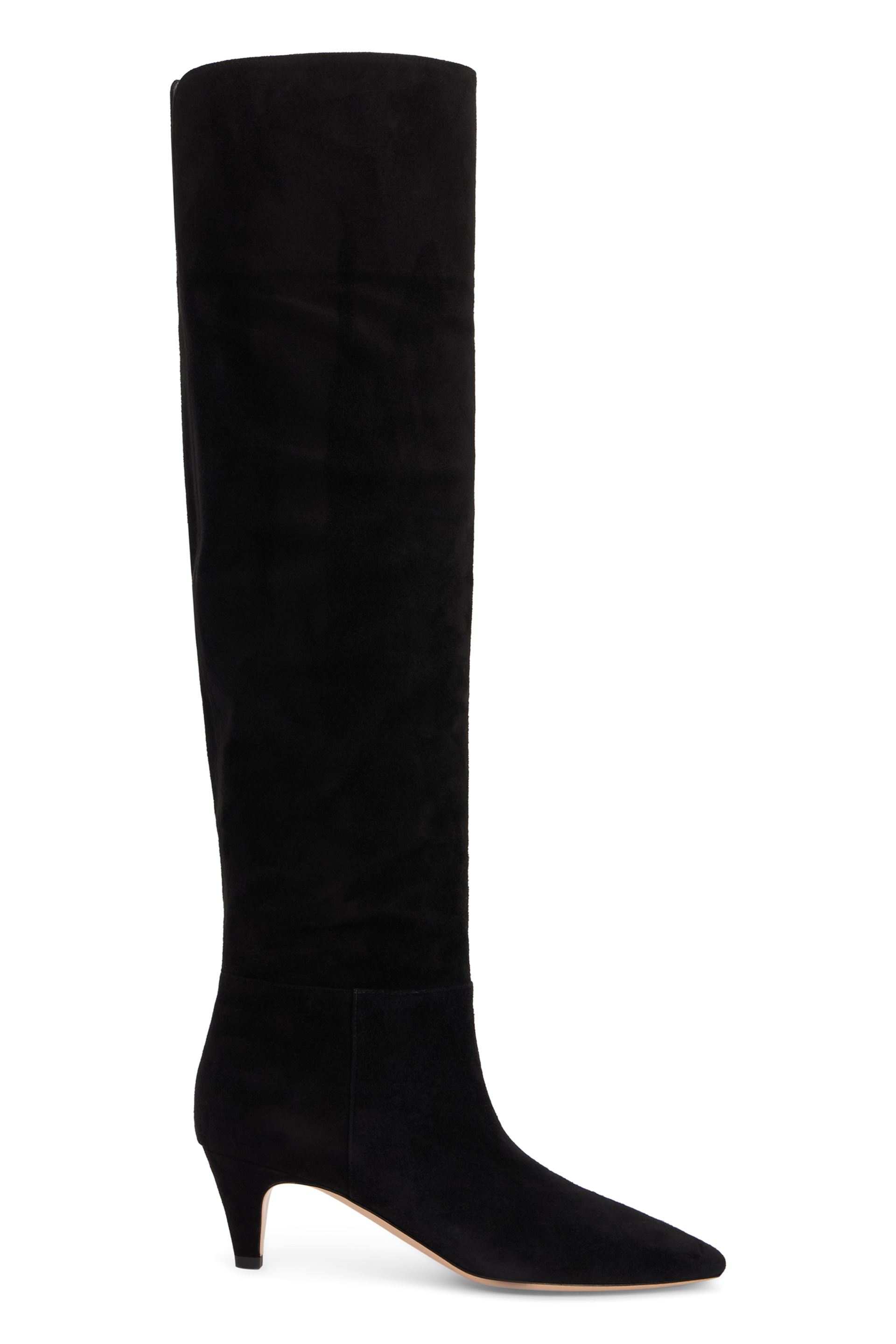 Knee-high boots with suede heel