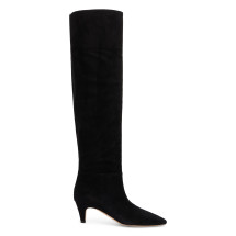Knee-high boots with suede heel