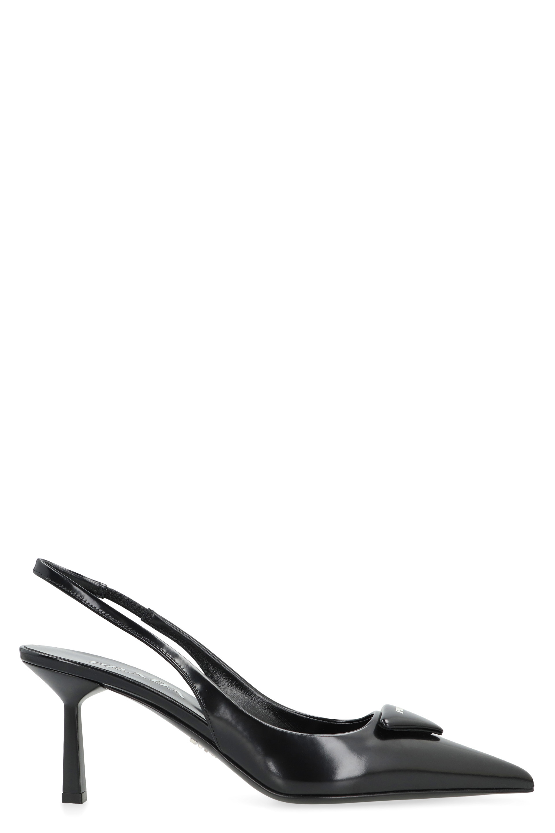 Décolleté slingback in brushed leather