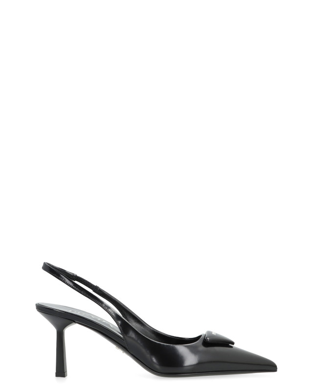 Décolleté slingback in brushed leather