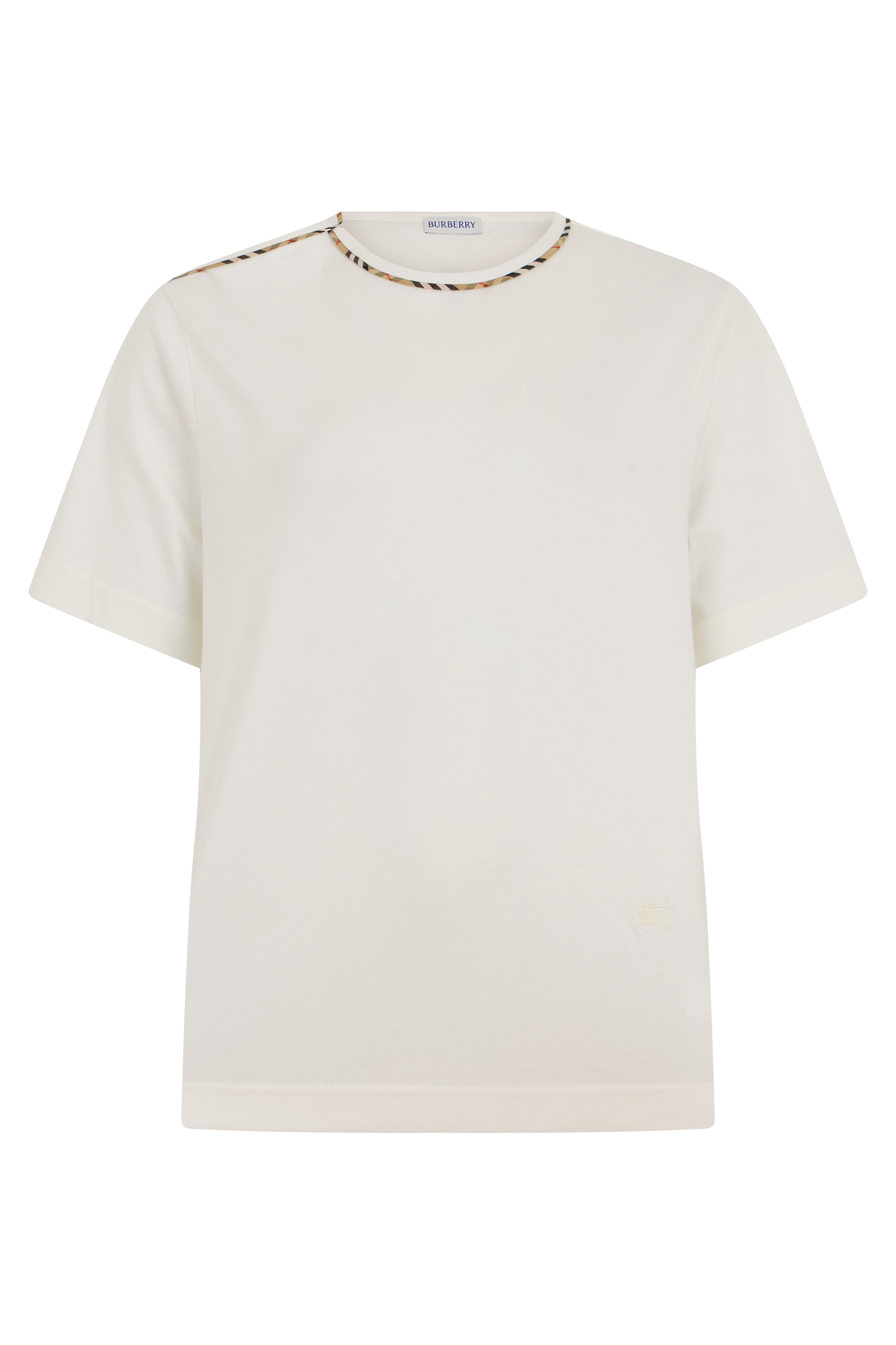 Short sleeve T-shirt with tartan trim