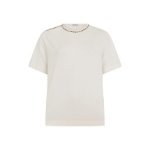Short sleeve T-shirt with tartan trim