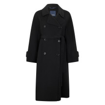 Long black coat with belt