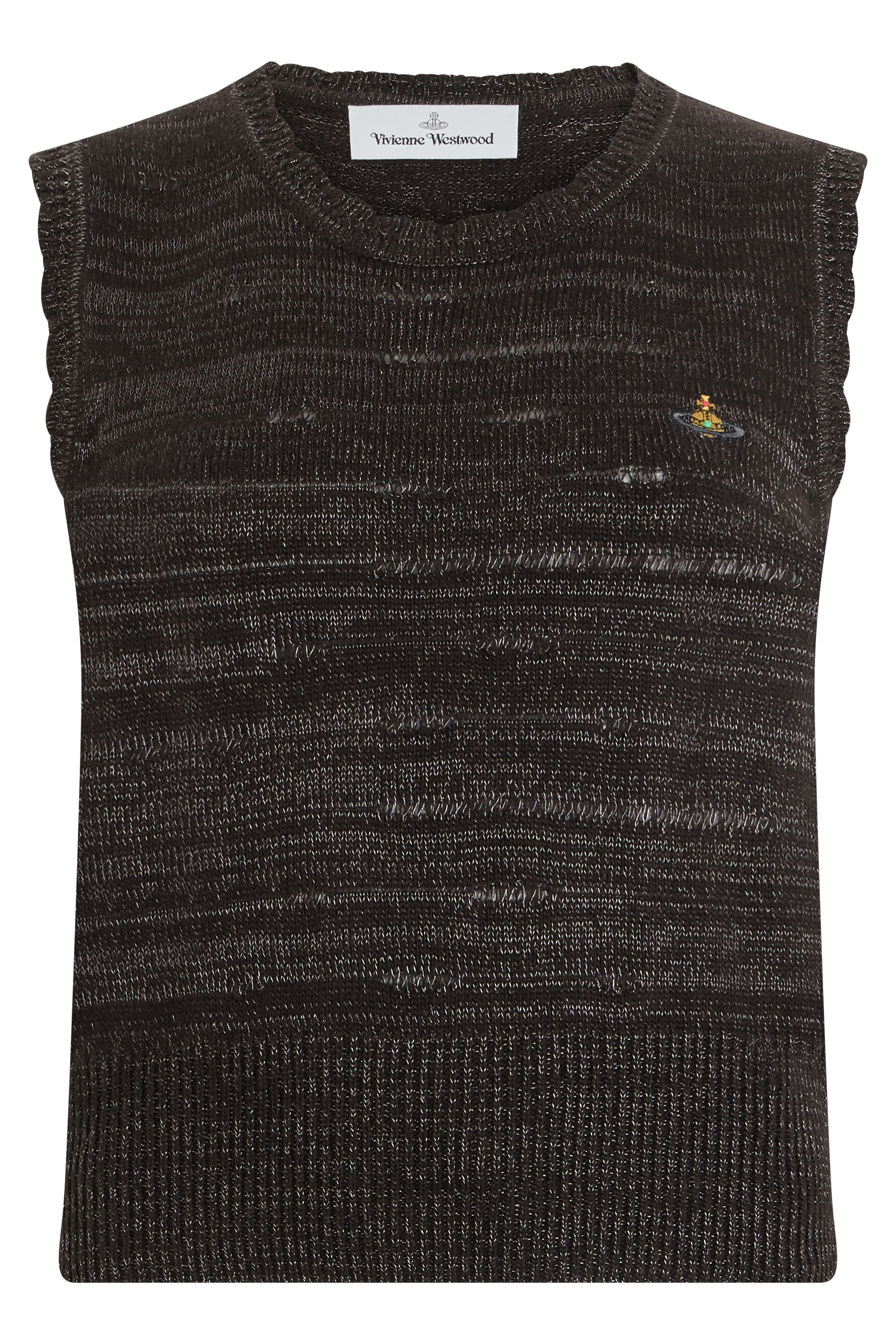 Sleeveless knit sweater with embroidered logo
