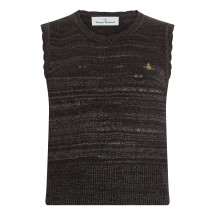 Sleeveless knit sweater with embroidered logo