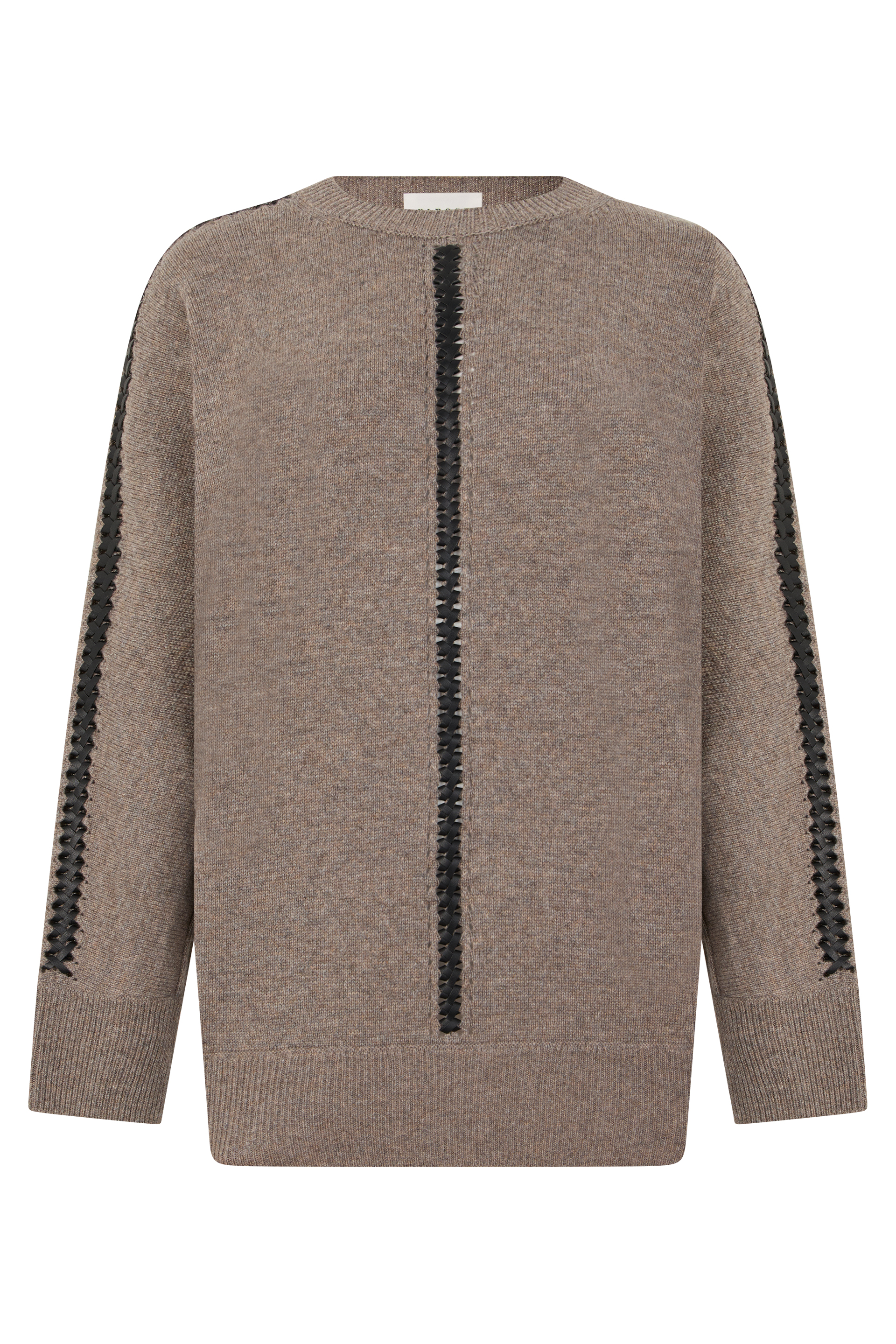 Crew neck sweater with braided detail