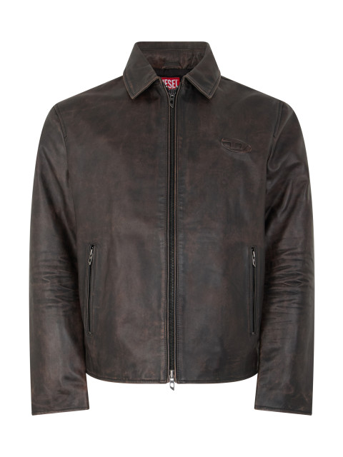Leather jacket with zipper