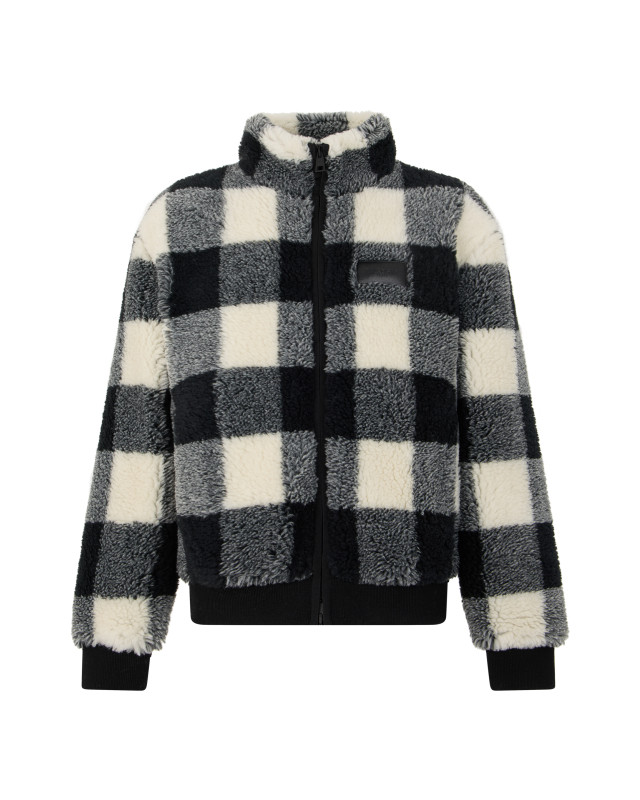 Plaid jacket with fur