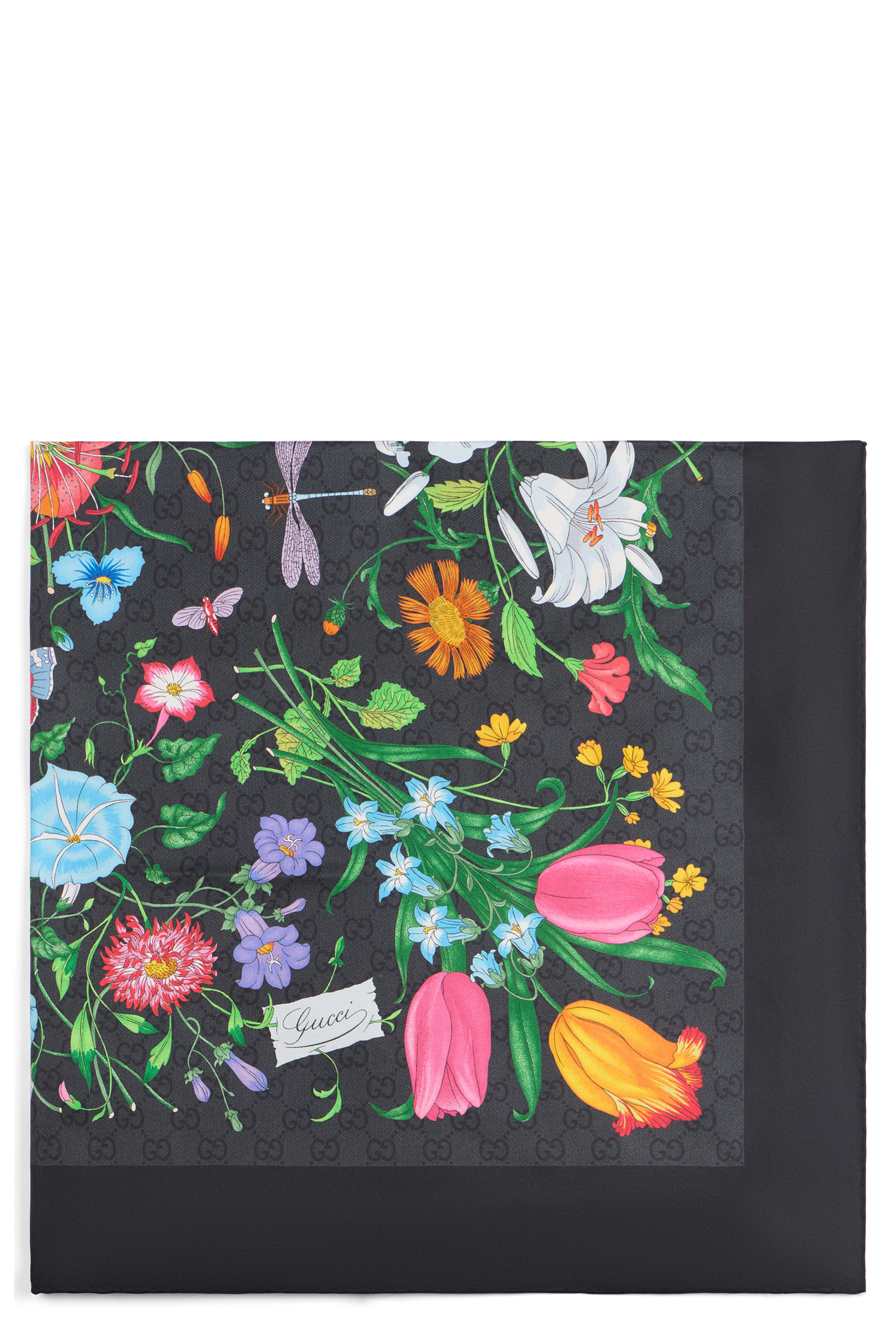 Silk twill square with print