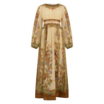 Long dress with puff sleeves