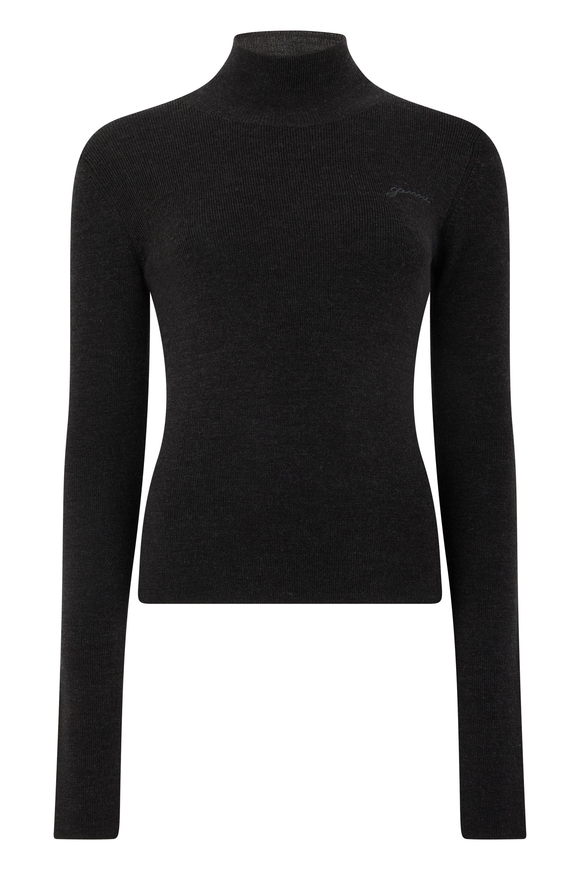 Fitted sweater with high collar