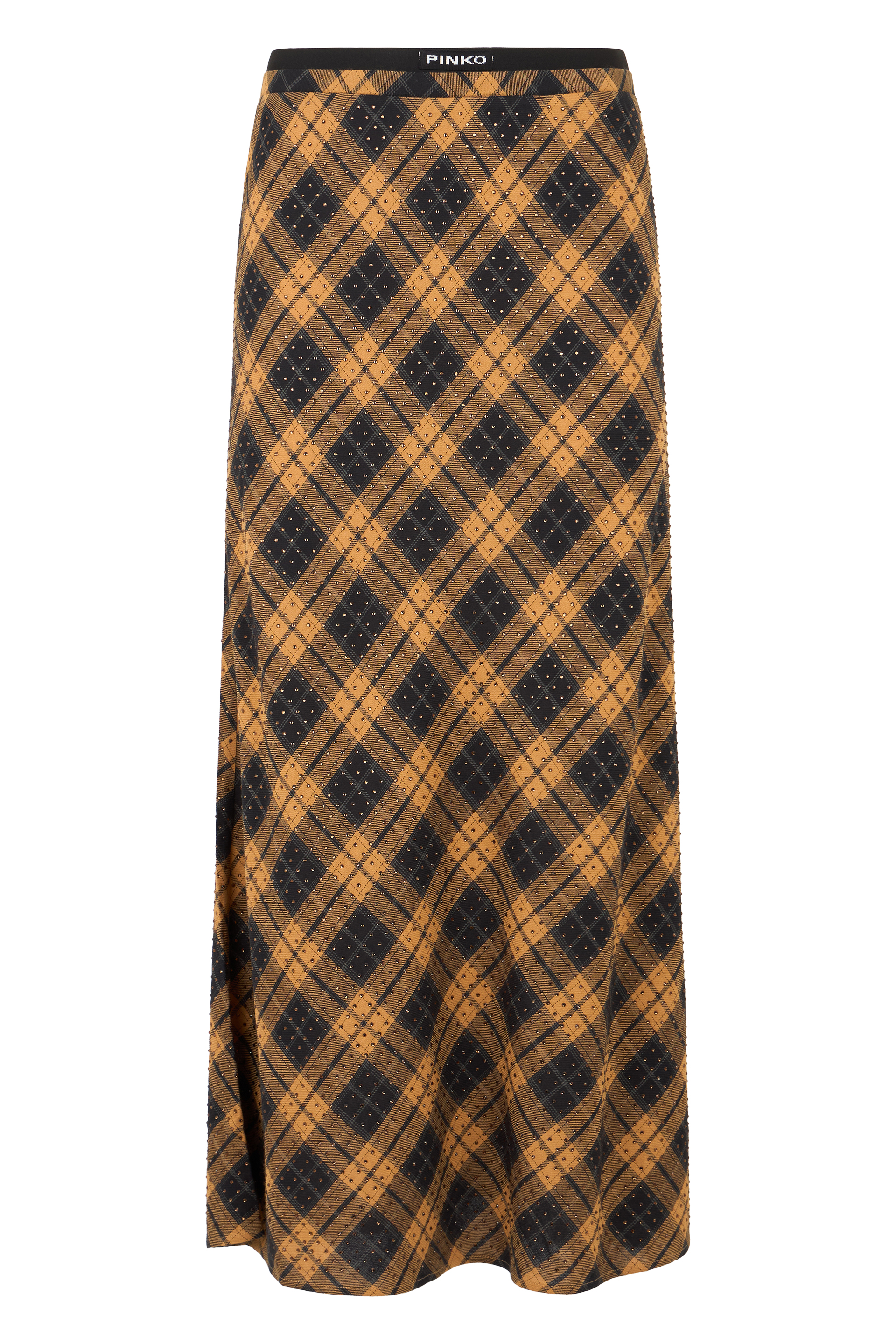 Long dress with checks and rhinestones