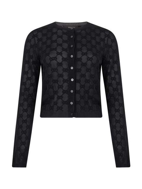 Cropped cardigan with buttons and long sleeves