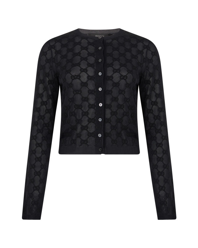 Cropped cardigan with buttons and long sleeves