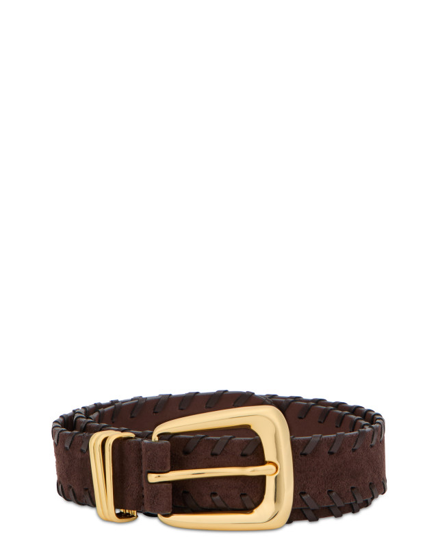 Leather belt with buckle