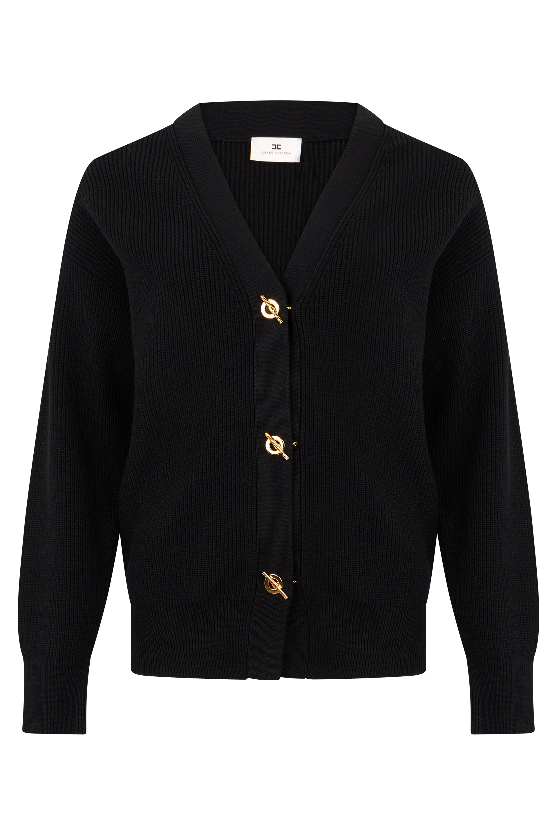 Cardigan knitted with fasteners