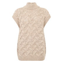 Sweater without sleeves with woven pattern
