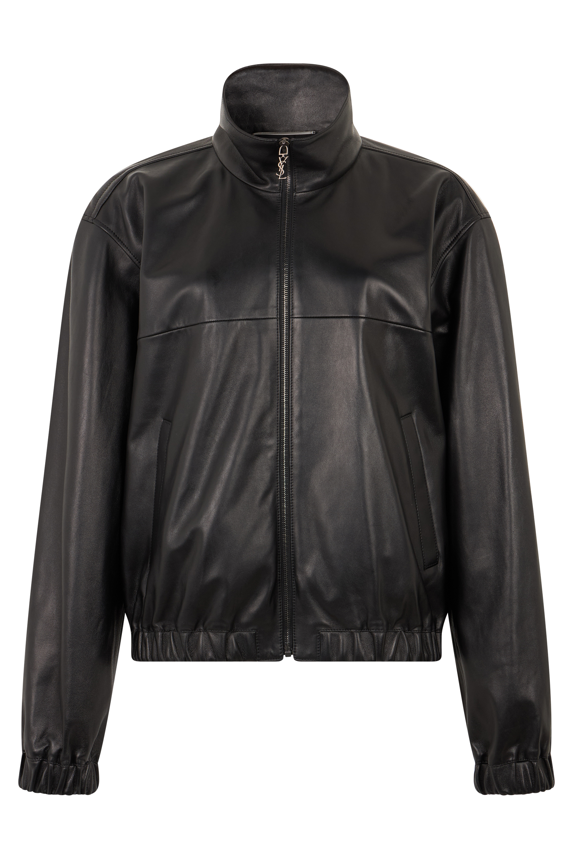 Leather jacket with zip