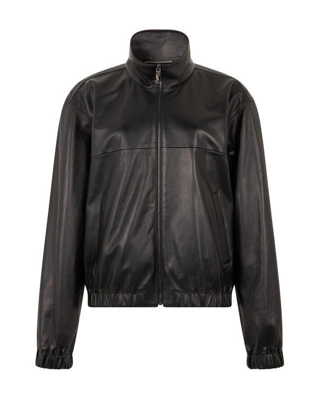 Leather jacket with zip