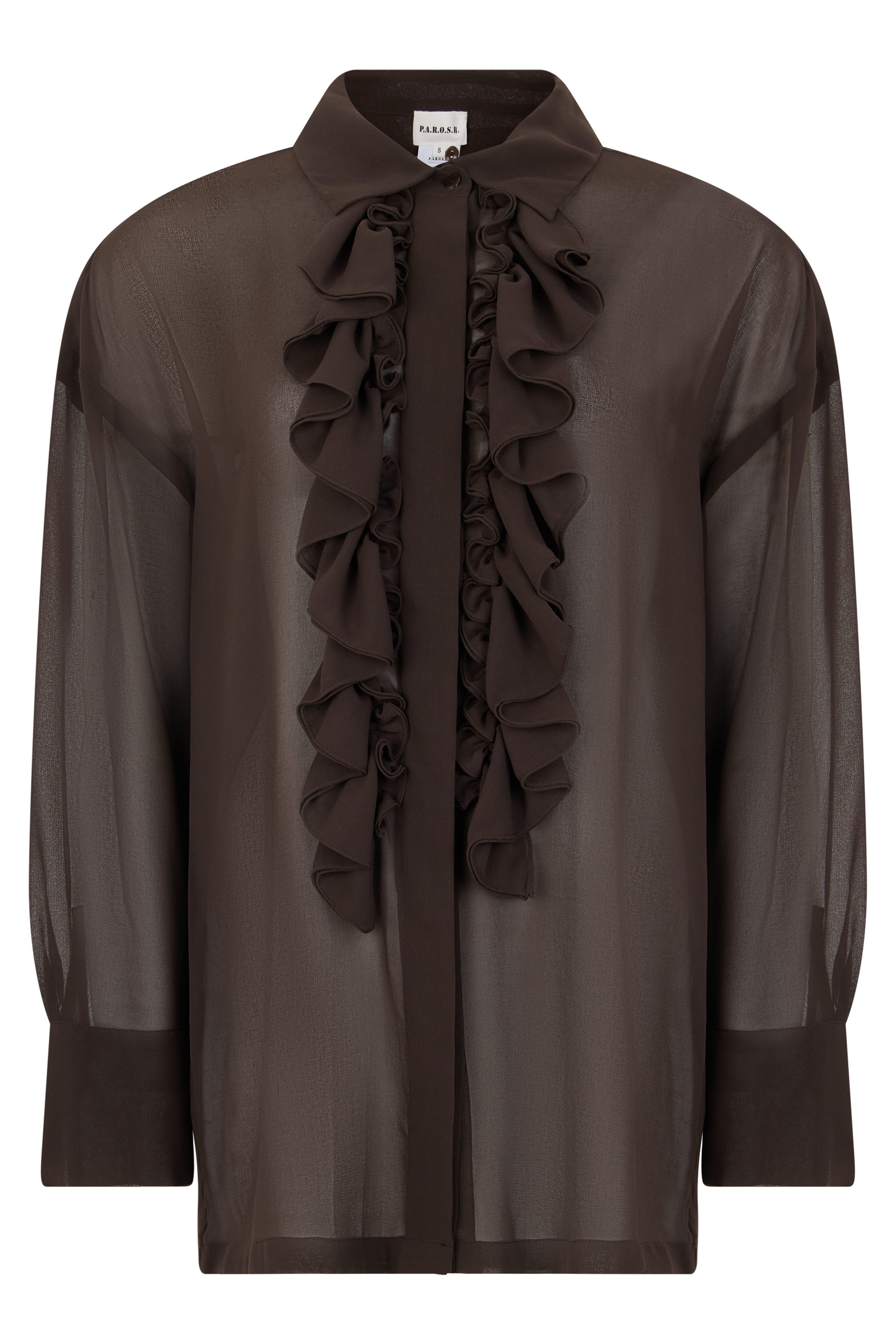 Sheer blouse with ruffles