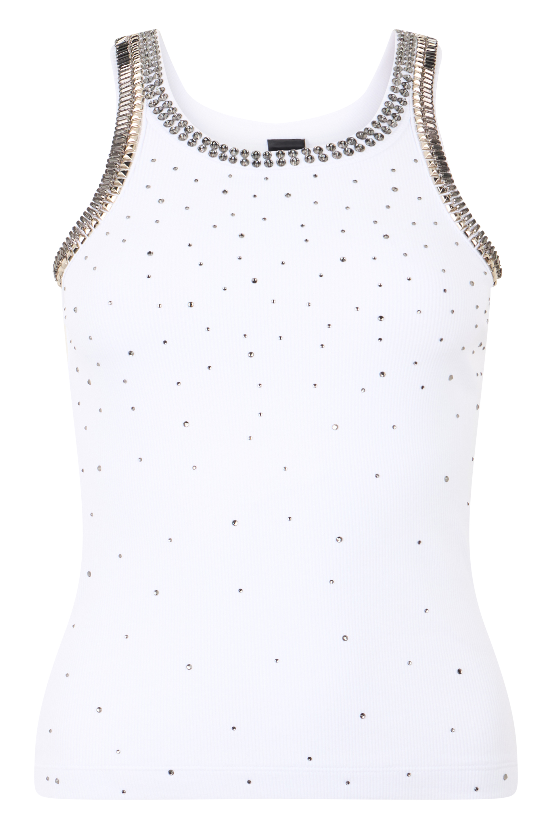 Tank top in jersey with studs and rhinestones